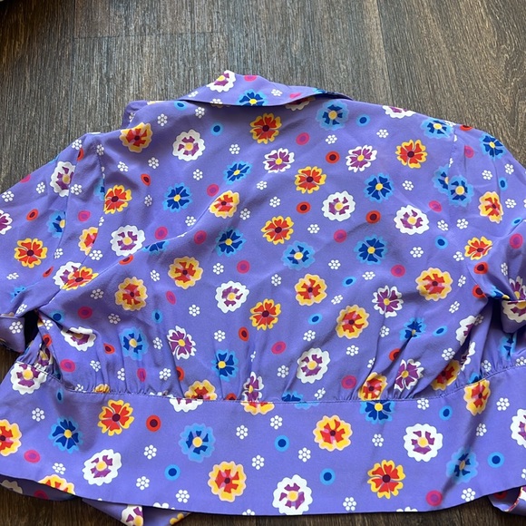 Lhd floral crop top silk short sleeve - Picture 4 of 4